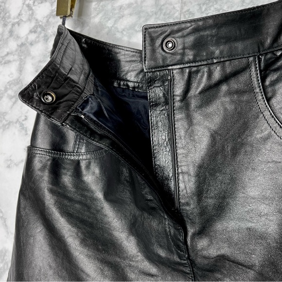 ⭐️ MARCO MORANI 80s LEATHER Fully Lined Pencil Skirt Women’s 28 Inch Waist - Picture 7 of 15